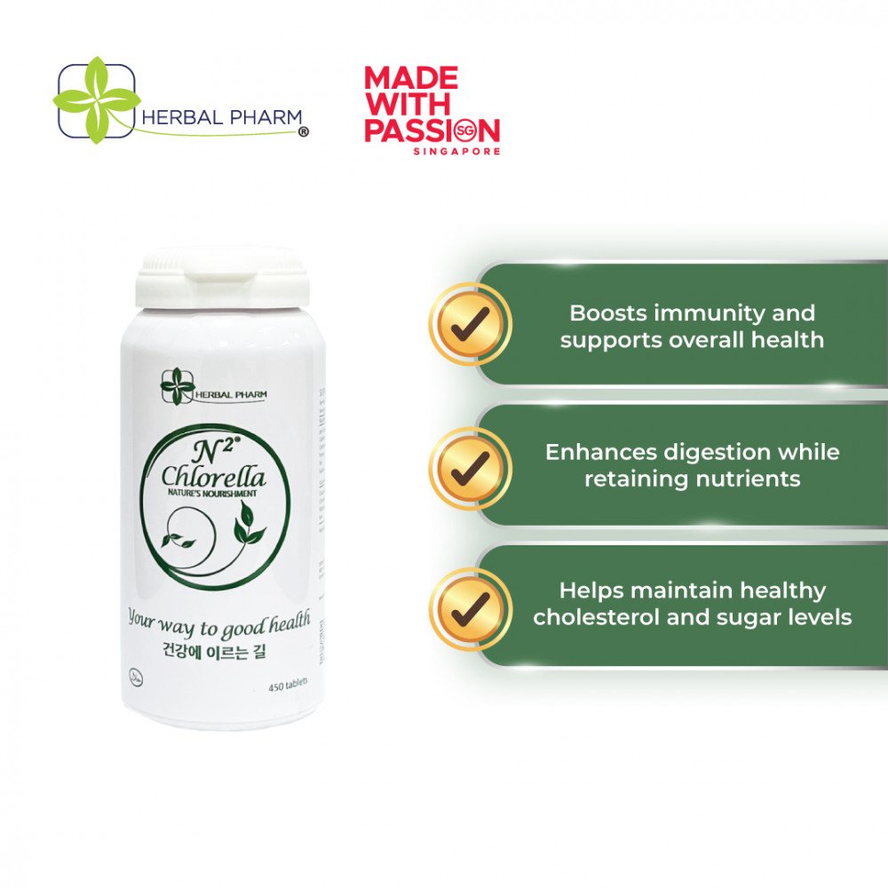 Herbal Pharm - N2 Chlorella 450 Health Tablets, Detox and Weight Management
