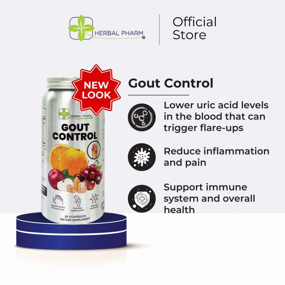Herbal Pharm - Gout Control, 60 V-Capsules | Natural Support for Uric Acid & Joint Health (Best Sellers)