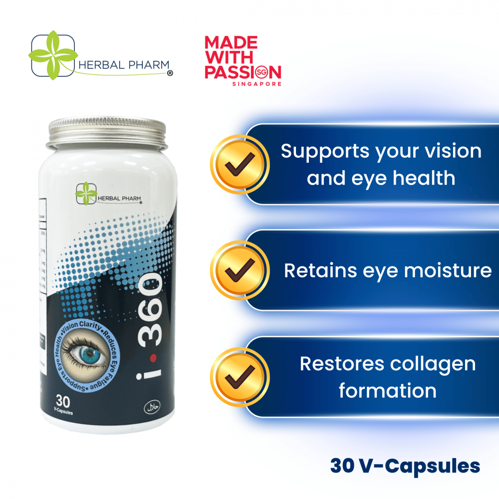 Herbal Pharm - i.360 Supplements, 30 V-Capsules | Vision Care Support (Best Sellers)