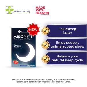 Melonyte Vegan Melatonin Gummies 5mg with Vitamin B6 Sugar Free Sleep Aid Strawberry Flavour 60s