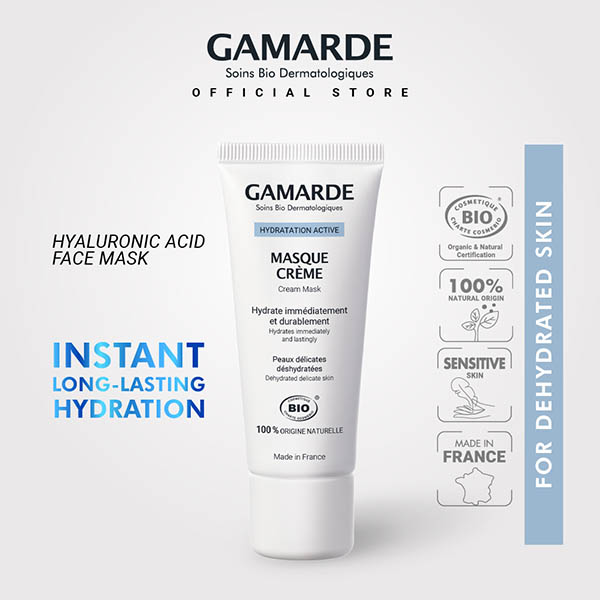 GAMARDE HYDRATATION Organic Hydrating Rinse-off Mask 40ml, Hyaluronic Acid For Normal & Sensitive Skin (MASQUE CRÈME) (Feature.)
