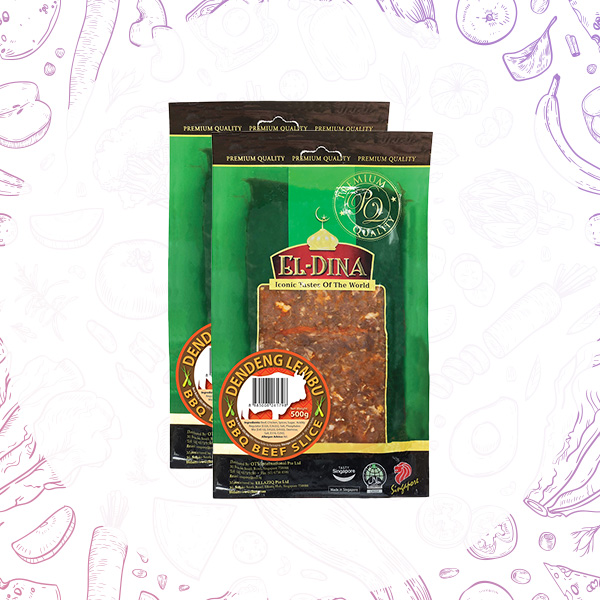 [Bundle of 2] El-Dina BBQ Beef Dendeng 500g Frozen [Hari Raya Exclusive] – Halal