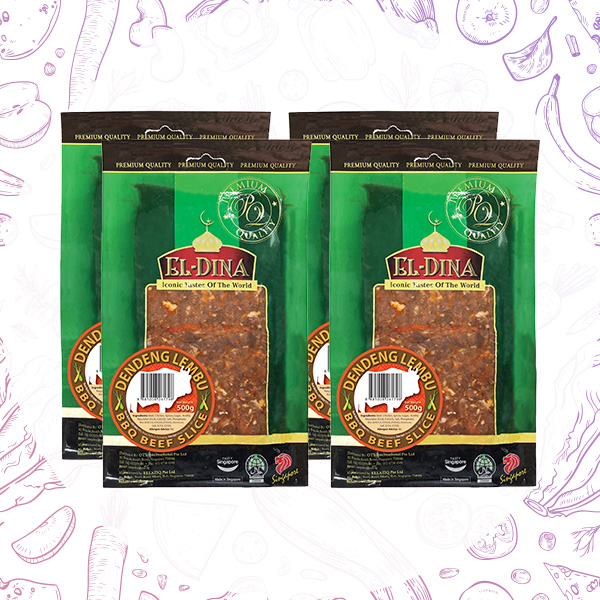 [Bundle of 4] El-Dina BBQ Beef Dendeng 500g Frozen [Hari Raya Exclusive] – Halal