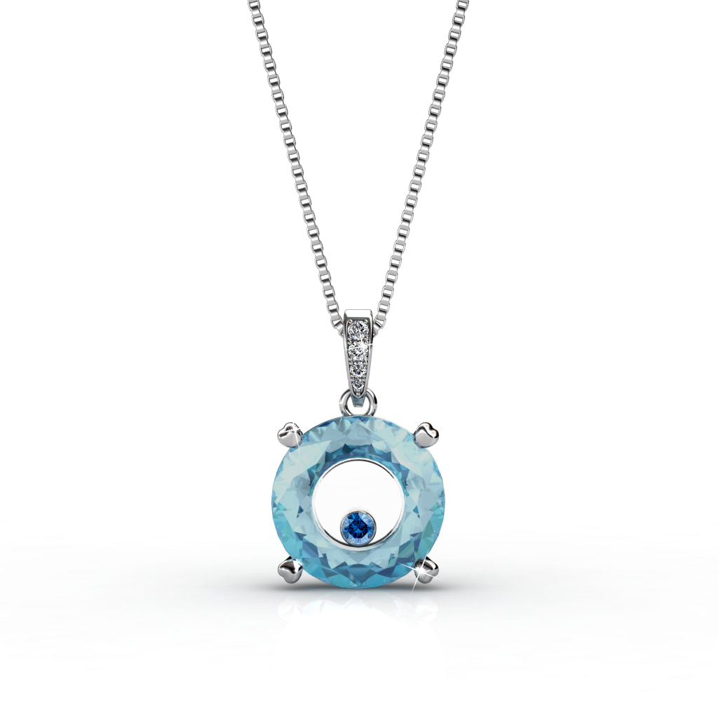 Twilight Pendant (White Gold, Blue) - Embellished with Zirconia from Swarovski®
