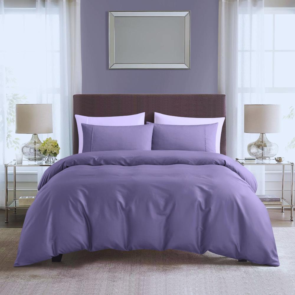 MYSTIQUE Pima Cotton Lavender Bedsheet Quilt Cover Set