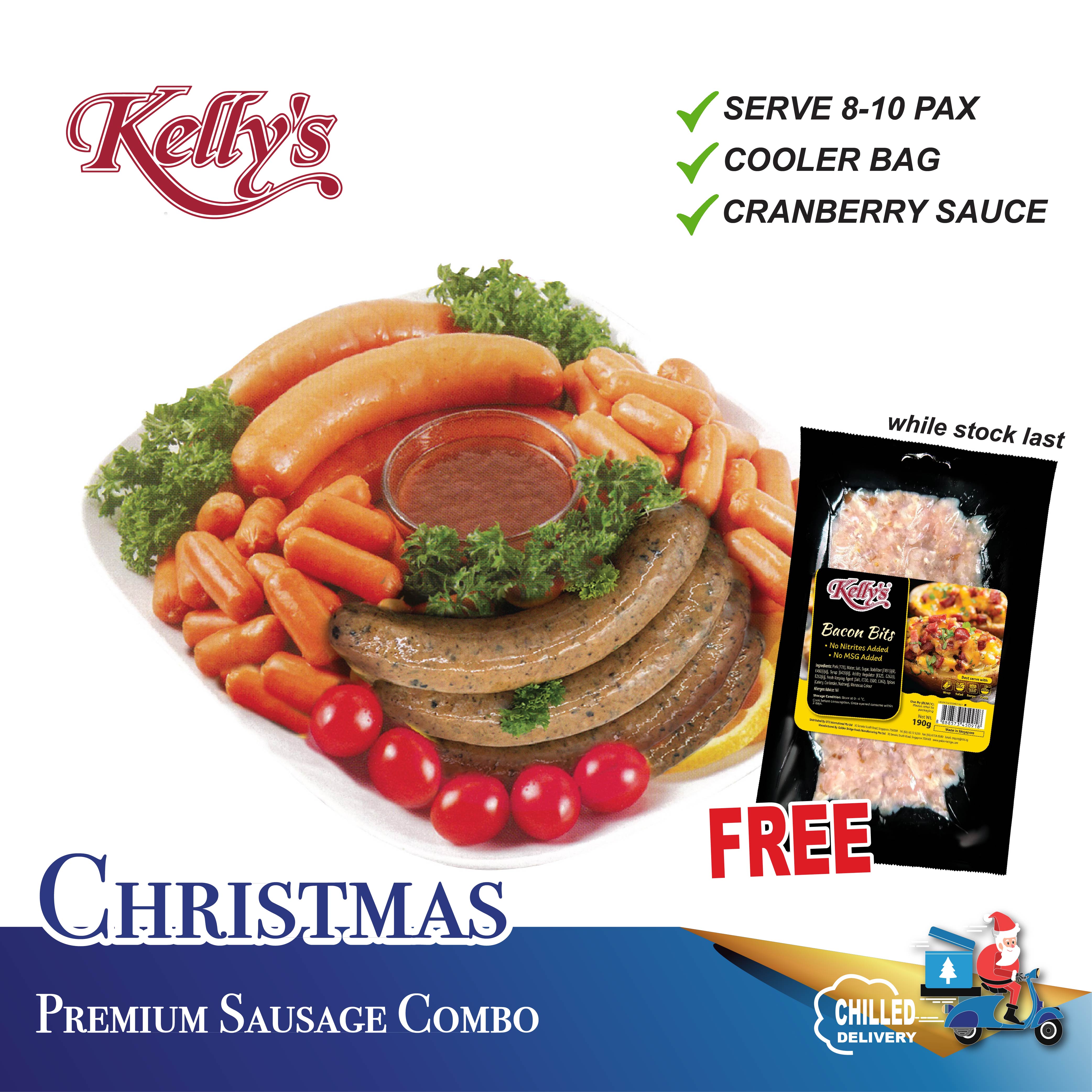 [Christmas] Kelly's Premium Sausage Combo (Serves 8-10pax) (with cranberry sauce/cooler bag/FREE Bacon Bits) Chilled