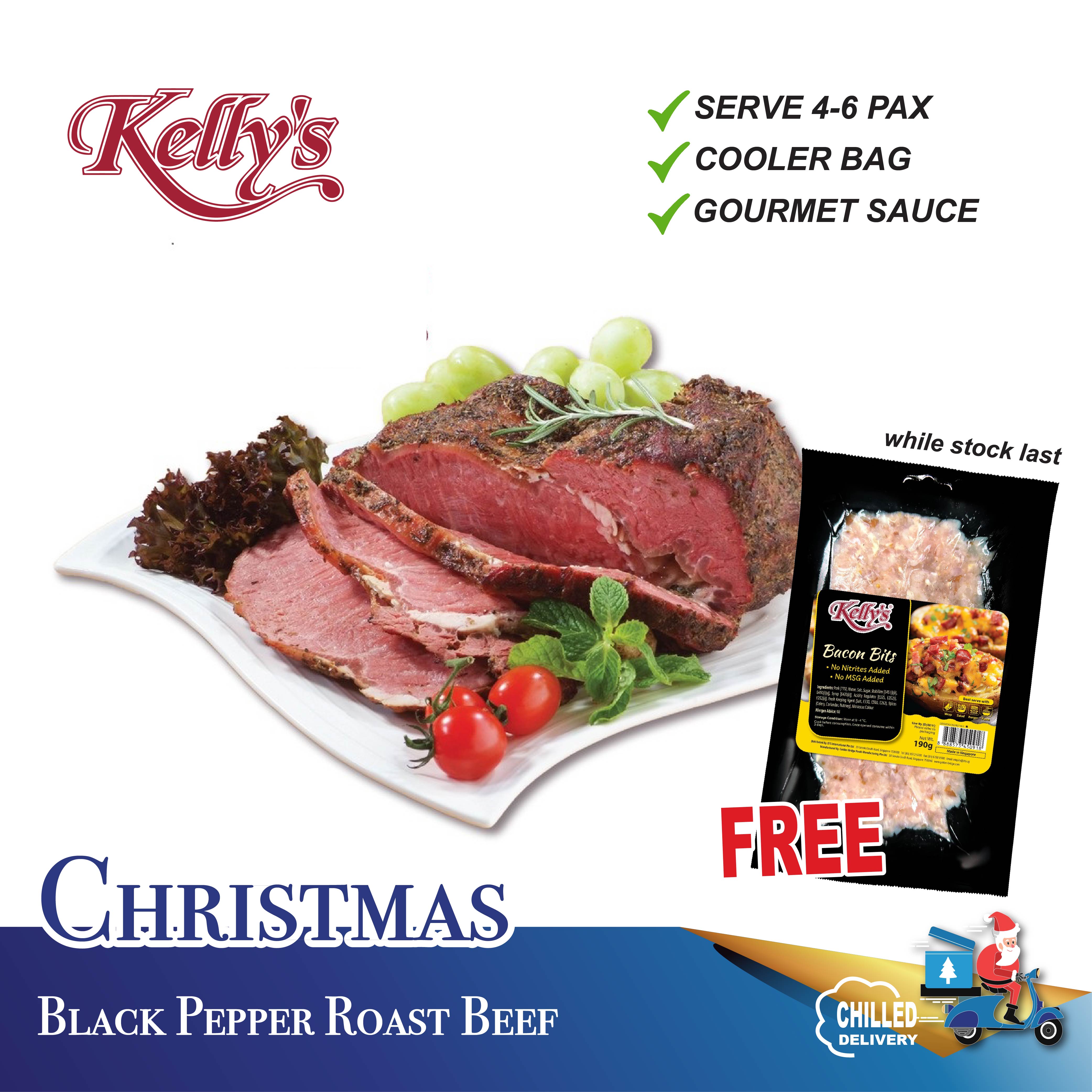 [Christmas] Kelly’s Black Pepper Roast Beef 1.2KG – Chilled Christmas Food (2-3 pax) Chilled
