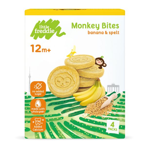(Bundle of 2) Monkey Bites  Banana & Spelt Biscuit - (4 x 20g. ) 80g.- UK lot