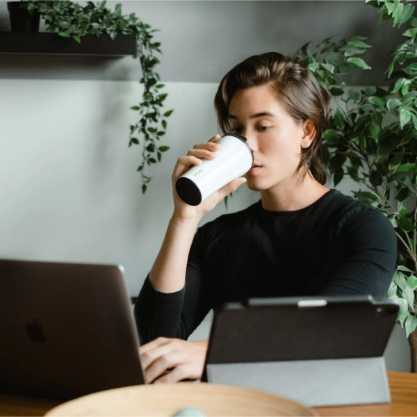 Sttoke Leakproof Ceramic Cup 12 oz - Angel White