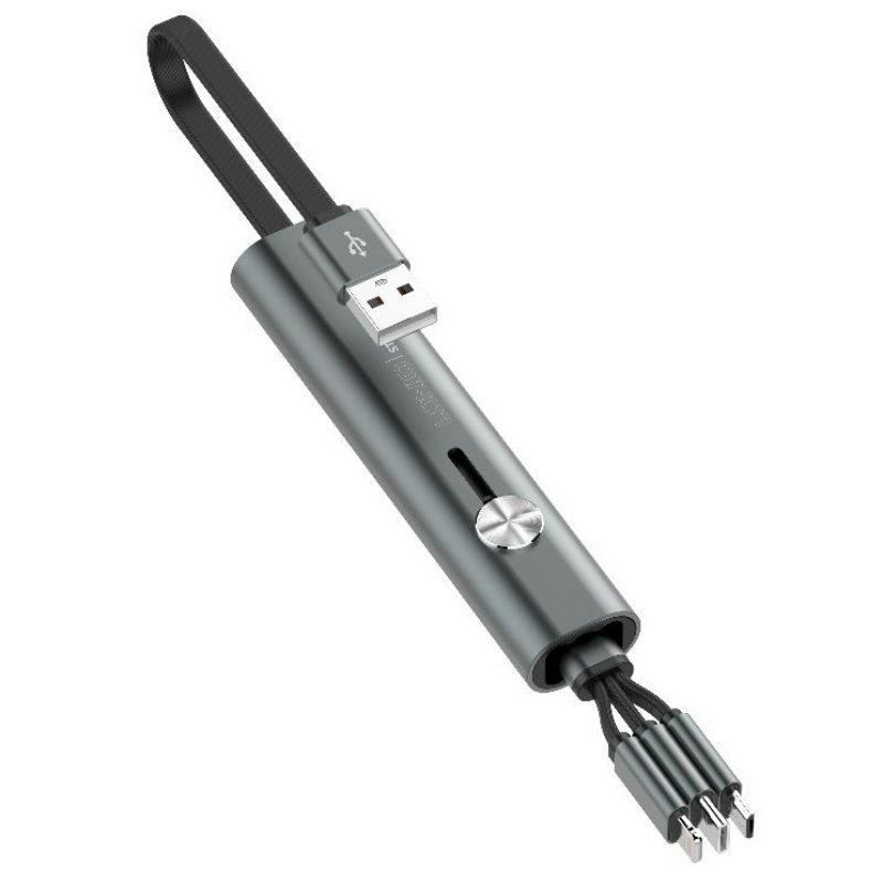 LDNIO 3.4A 3-in-1 Stick Management 30cm Data Cable for Type C/Android/IOS