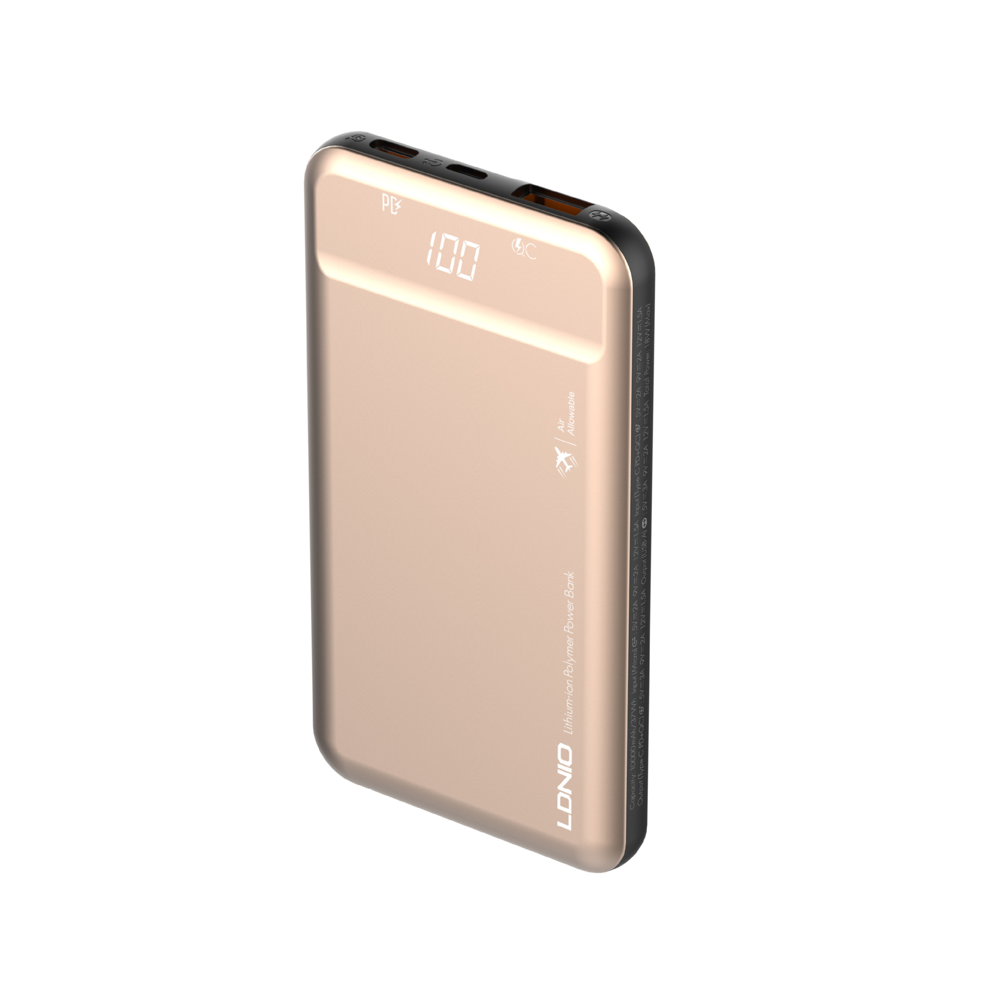 LDNIO Power Monster QC3.0 10000mAh Power Bank with LED Display