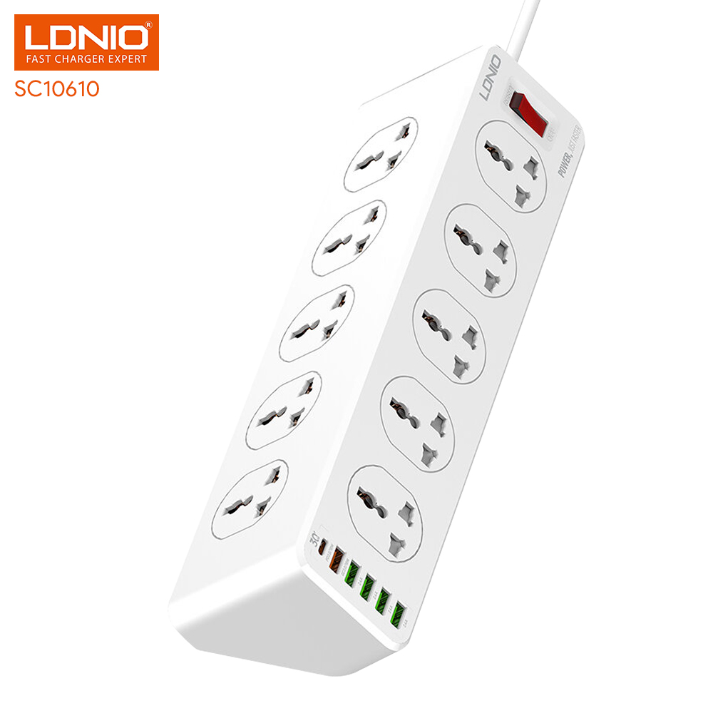 LDNIO 10 Ways Power Socket and 6 USB Ports PD&QC3.0