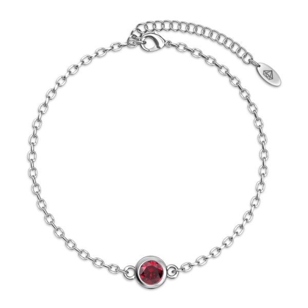Birth Stone Bracelet (January, White Gold)