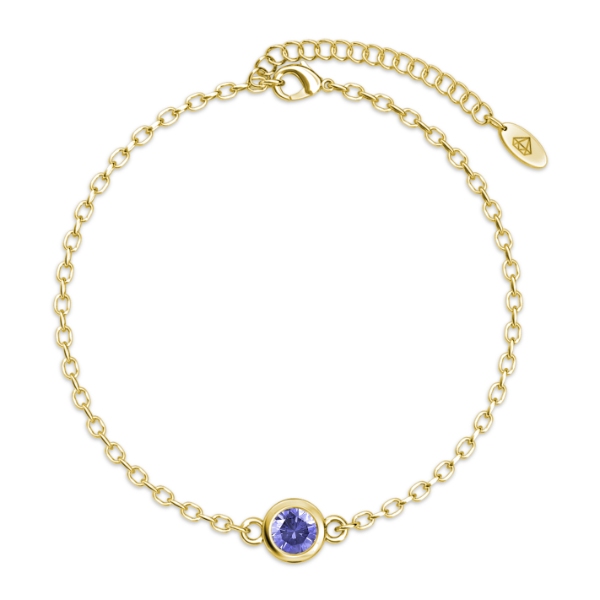 Birth Stone Bracelet (Febuary, Yellow Gold)