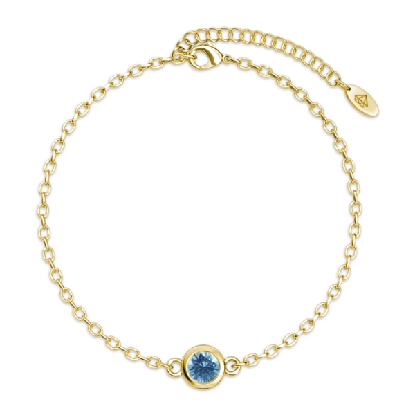 Birth Stone Bracelet (March, Yellow Gold)