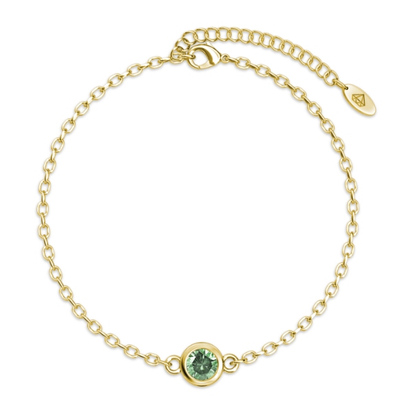 Birth Stone Bracelet (August, Yellow Gold)