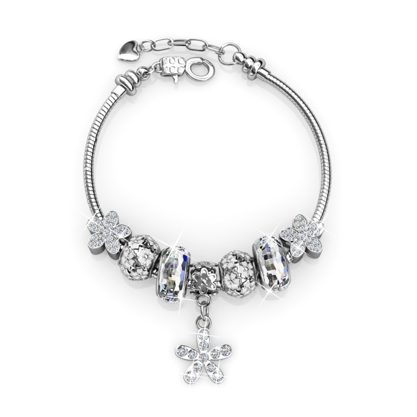 Enchanted Flower Charm Bracelet (White)