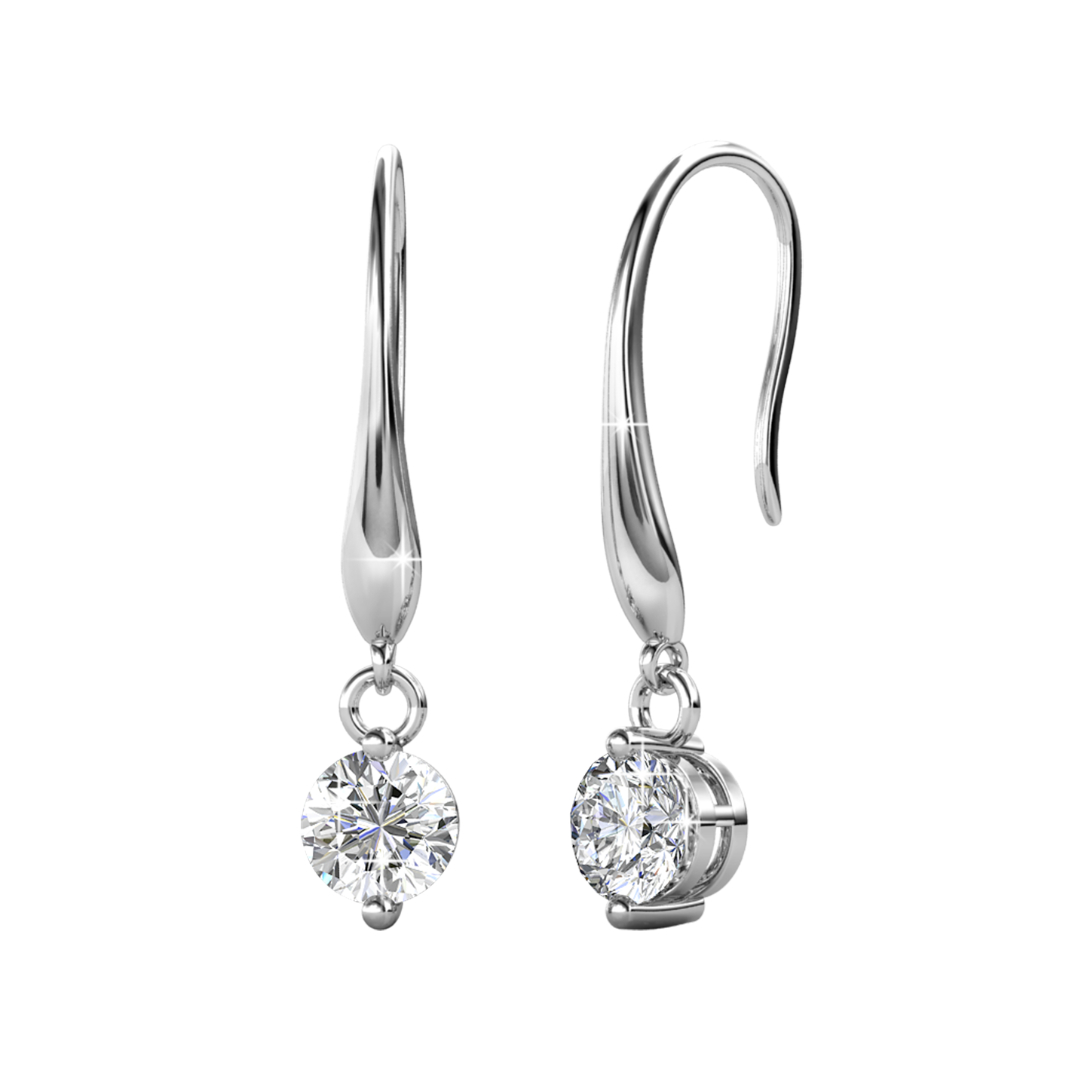 Crystal Hook Earrings (White Gold)