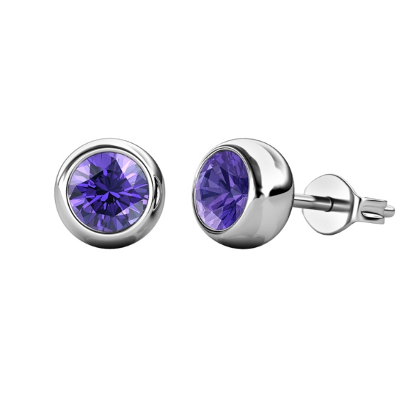 Birth Stone Moon Earrings (February)‏