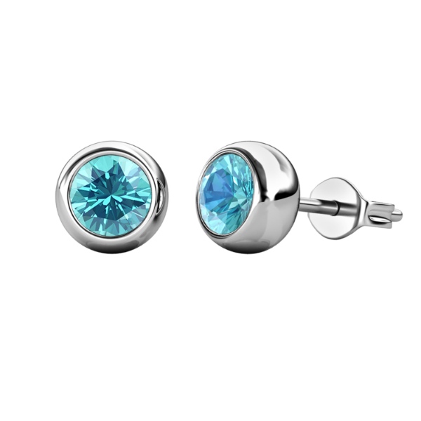 Birth Stone Moon Earrings (March)‏