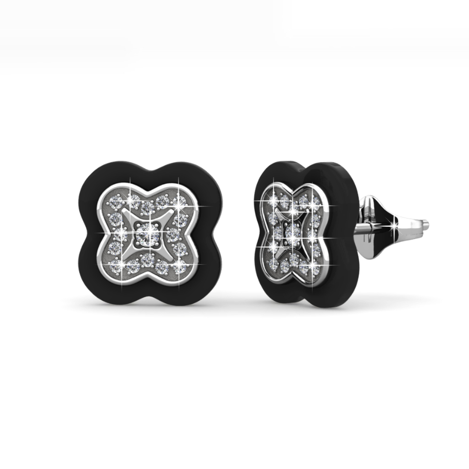 Clover Ceramic Earrings (Black)