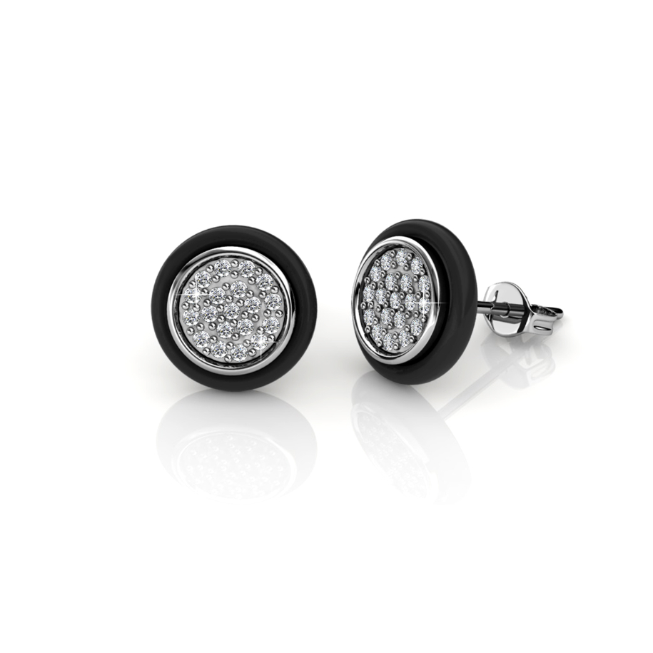 Round Ceramic Earrings (Black)