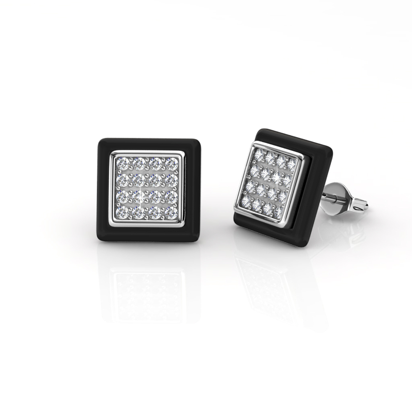 Square Ceramic Earrings (Black)