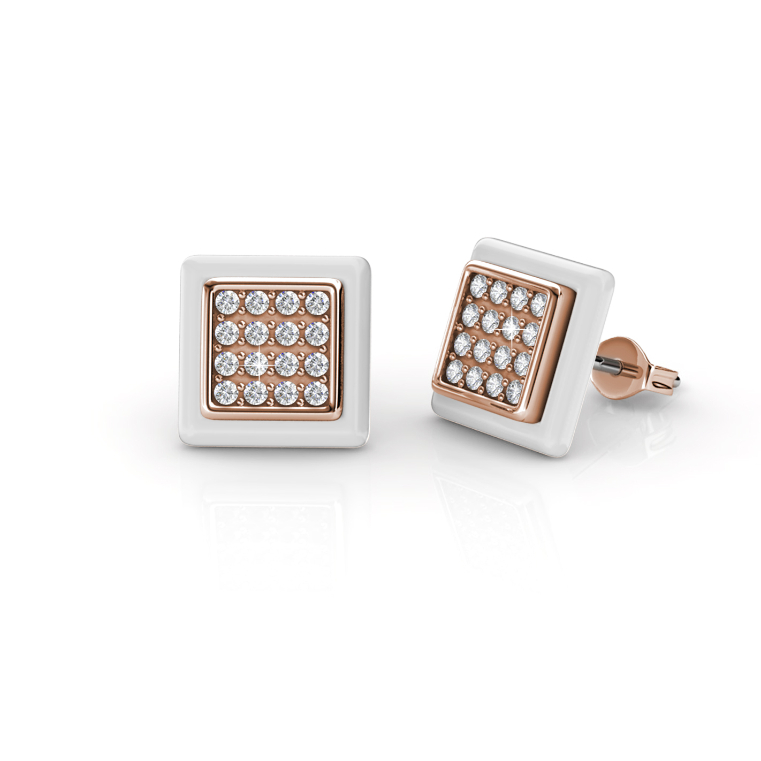 Square Ceramic Earrings (White)
