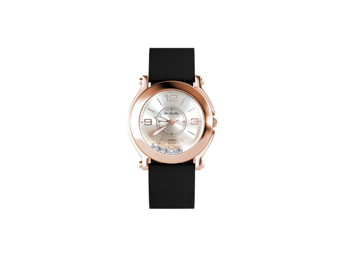 Happy Watch (Rose Gold, Black)
