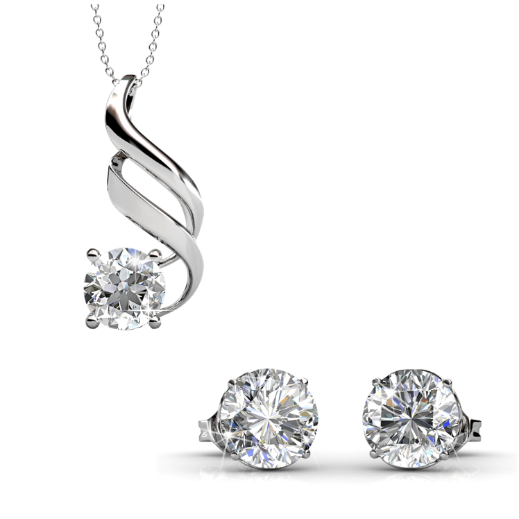 Wavvy Pendant and Kristine Earrings Bundle Set