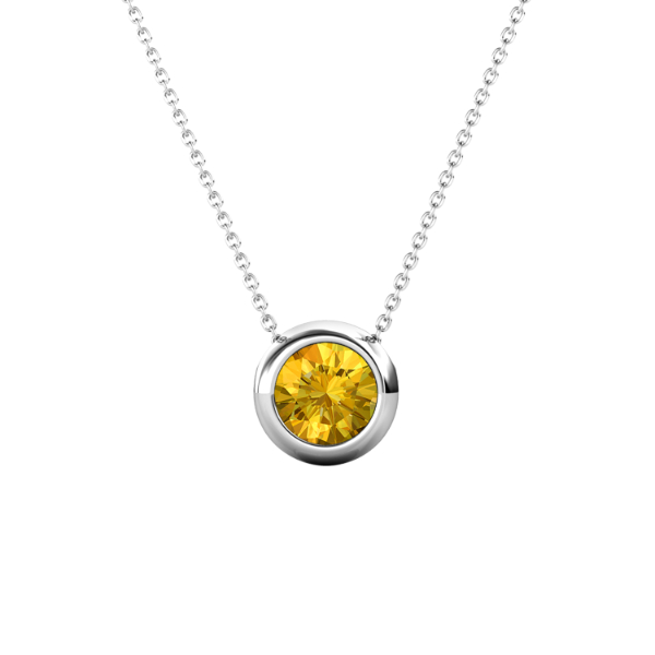 Birth Stone Moon Pendant (‏November, White Gold)