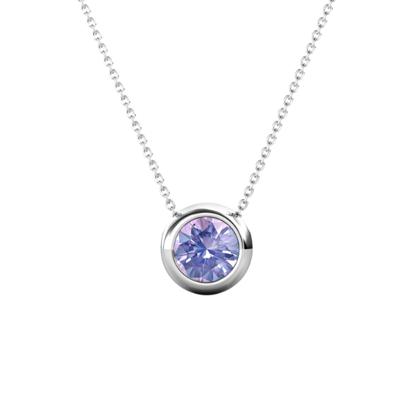 Birth Stone Moon Pendant (‏June, White Gold)
