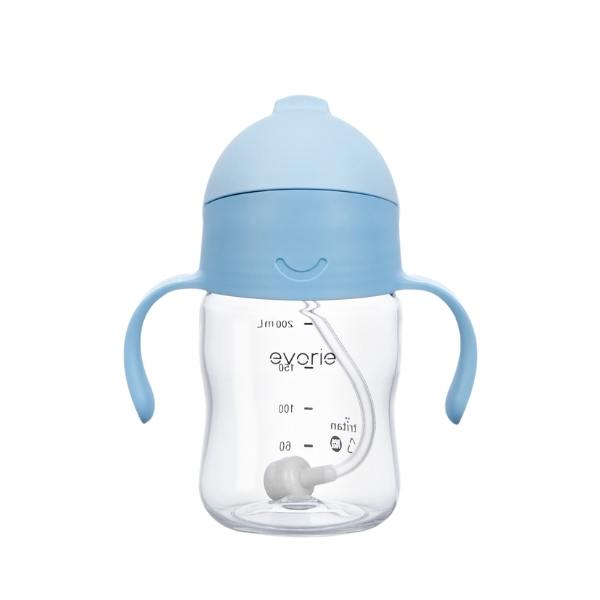 Evorie Tritan Baby 360 Straw Water Bottle Sippy Cup 200mL, Bluemoon