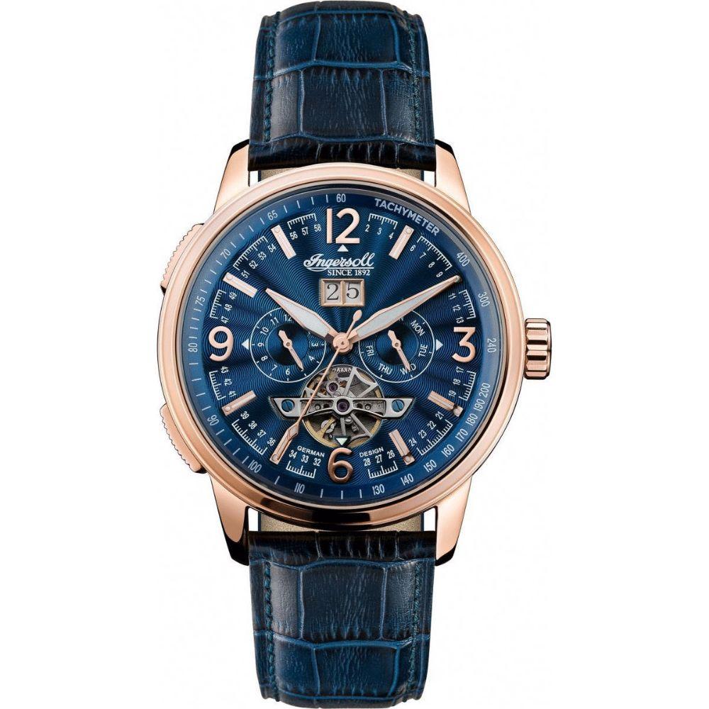 Ingersoll The Regent Automatic Rose Gold Stainless Steel I00301B Blue Leather Strap Men's Watch