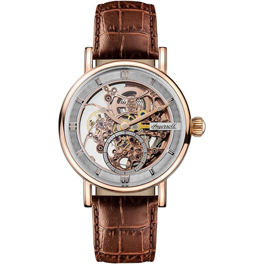 Ingersoll The Herald Automatic Gold Stainless Steel I00401 Brown Leather Strap Men's Watch