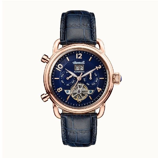 Ingersoll The New England Automatic Gold Stainless Steel I00902 Black Leather Strap Men's Watch