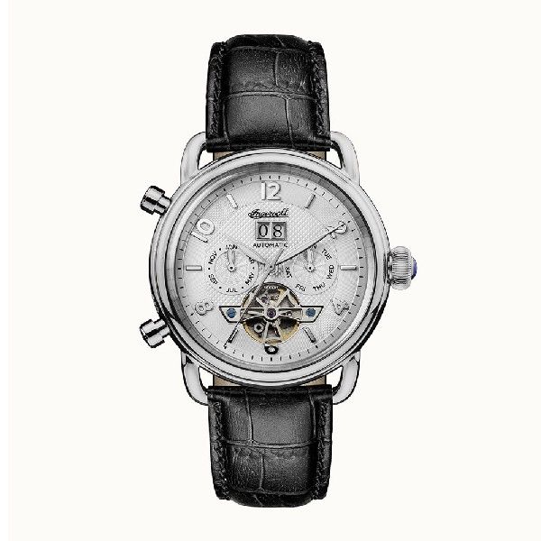 Ingersoll The New England Automatic Silver Stainless Steel I00903 Black Leather Strap Men's Watch