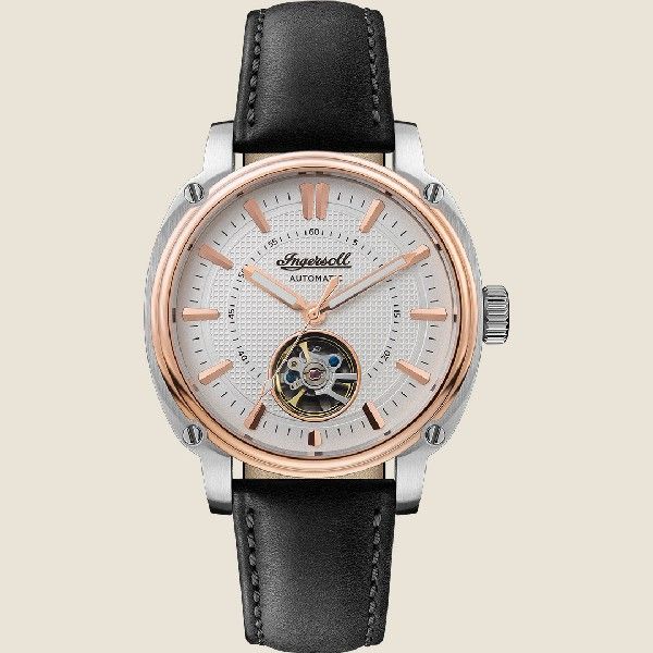 Ingersoll The Director Automatic Rose Gold Stainless Steel I08101 Black Leather Strap Men's Watch