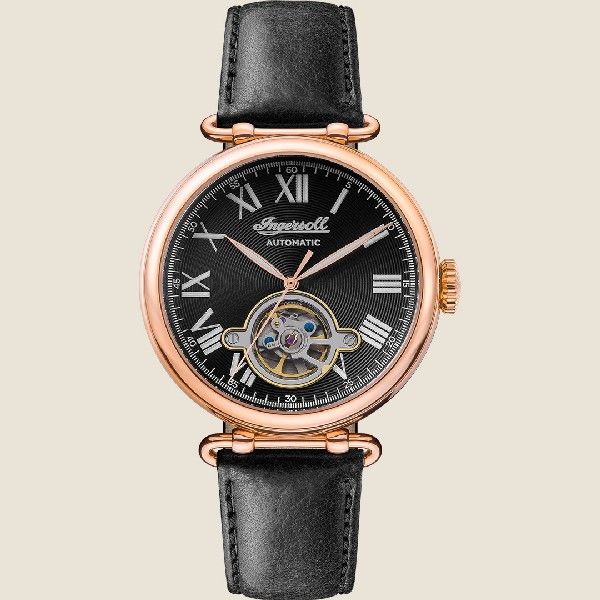 Ingersoll The Protagonist Automatic Rose Gold Stainless Steel I08903 Black Leather Strap Men's Watch