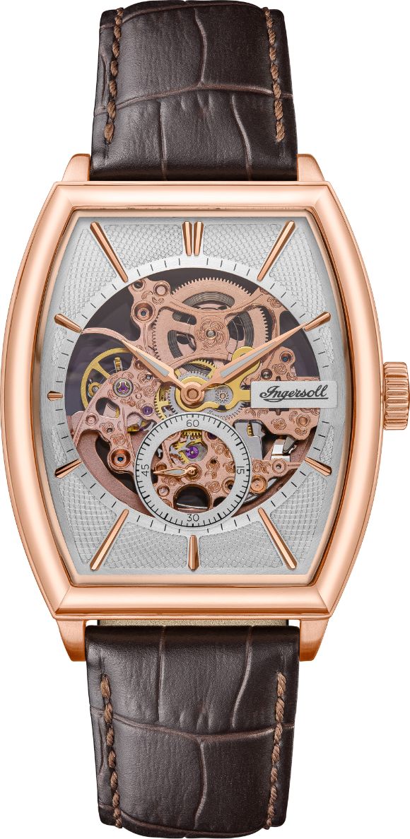 Ingersoll The Producer Automatic Rose Gold Stainless Steel I09702 Brown Leather Strap Men's Watch