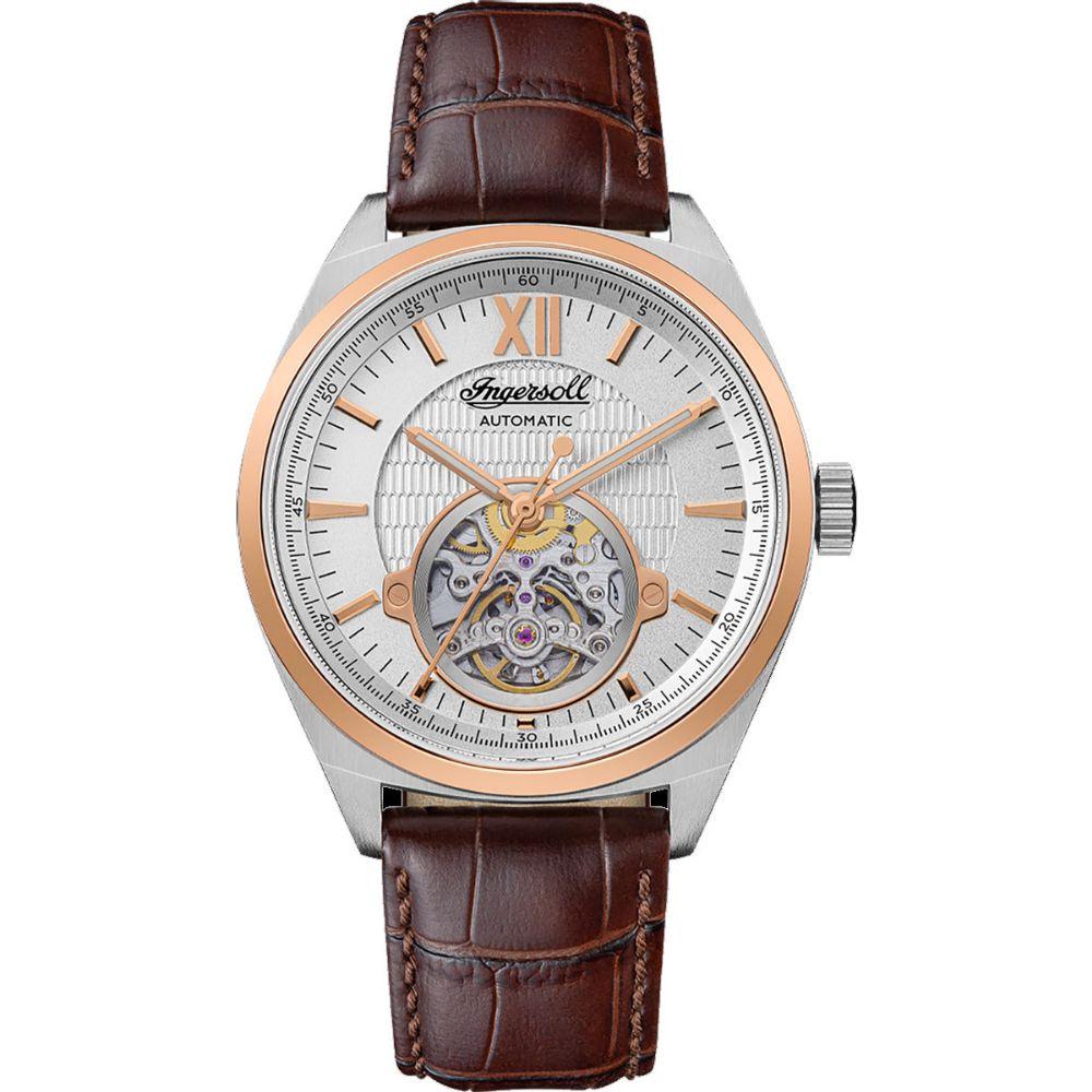 Ingersoll The Shelby Automatic Rose Gold Stainless Steel I10901 Brown Leather Strap Men's Watch