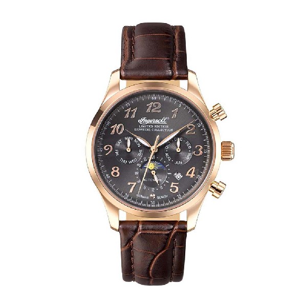 INGERSOLL SANTA ANN II AUTOMATIC ROSE GOLD STAINLESS STEEL IN1420RGU BROWN LEATHER STRAP LADIES' WATCH