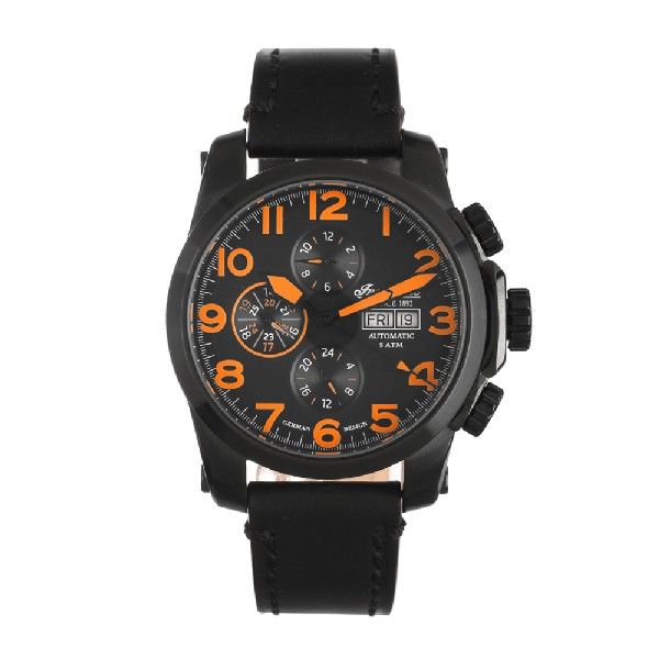 INGERSOLL POMO AUTOMATIC BLACK STAINLESS STEEL IN2301BBKO LEATHER STRAP MEN'S WATCH