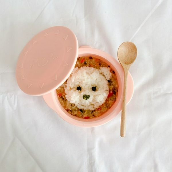 Mother's Corn Sunny Silicone Suction Bowl with Lid - Pink