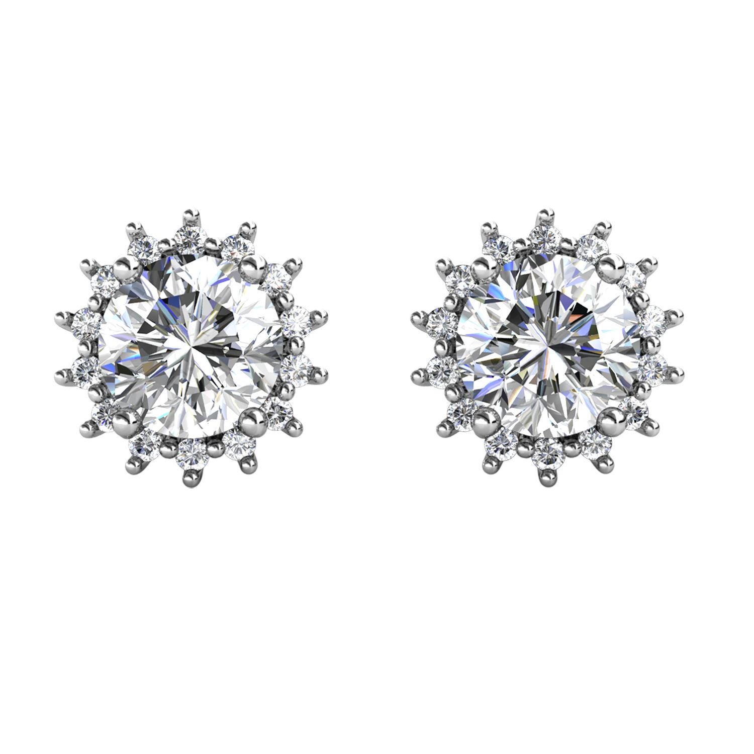 Her Jewellery CELÈSTA Moissanite Diamond - Florale Earrings (White Gold)