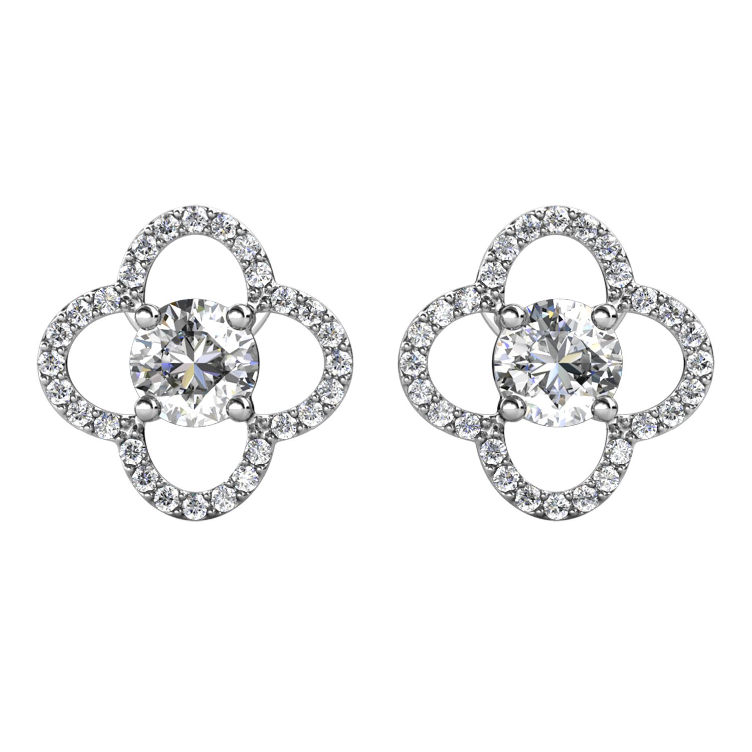 Her Jewellery CELÈSTA Moissanite Diamond - Mon Trefle Earrings (White Gold)