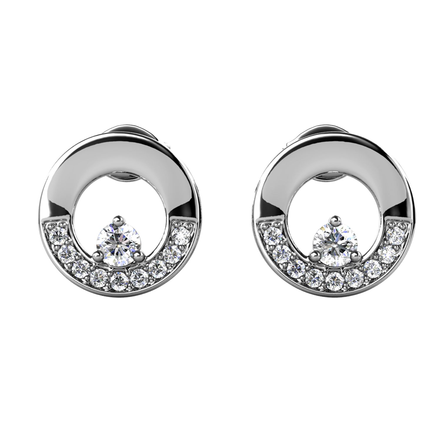 Her Jewellery CELÈSTA Moissanite Diamond - Le Cercle Earrings (White Gold)
