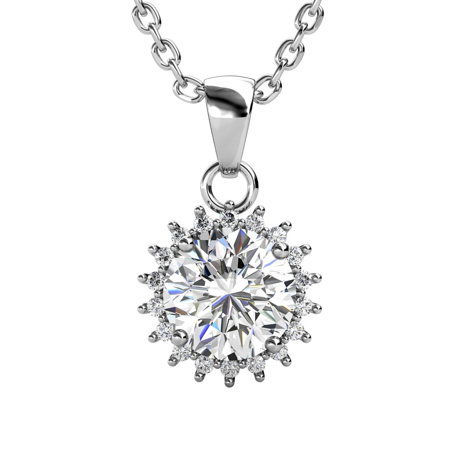 Her Jewellery CELÈSTA Moissanite Diamond - Florale Pendant (White Gold)