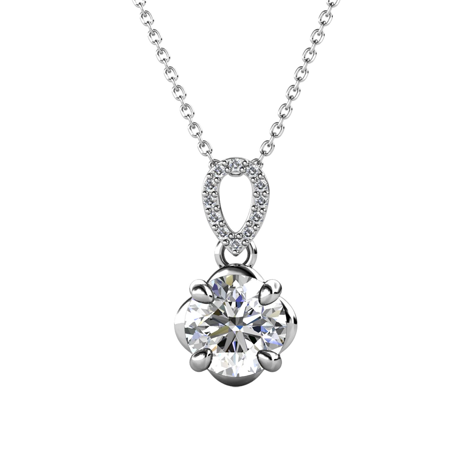 Her Jewellery CELÈSTA Moissanite Diamond - La Rose Pendant (White Gold)