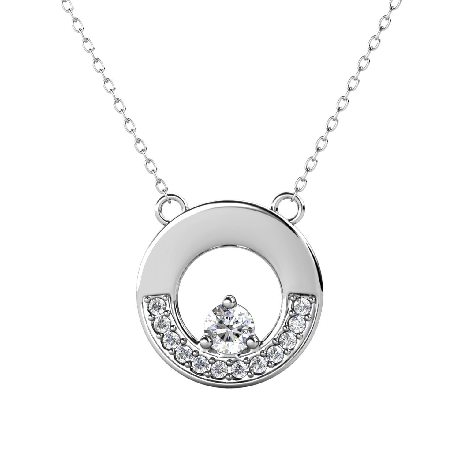 Her Jewellery CELÈSTA Moissanite Diamond - Le Cercle Pendant (White Gold)